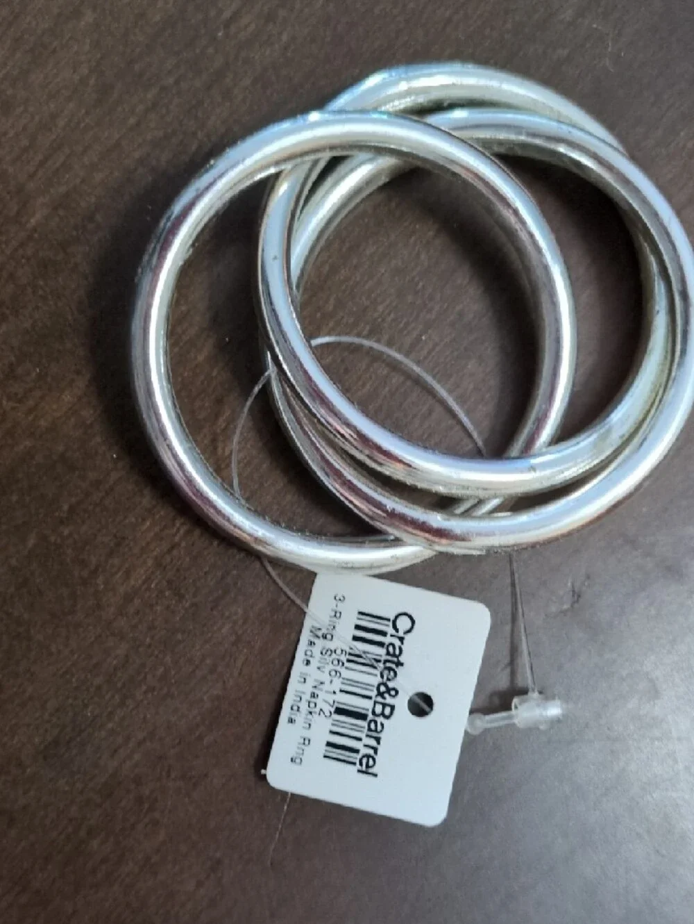 Crate & Barrel Classic Interlocking Silver Napkin Rings, 8ct, NWT